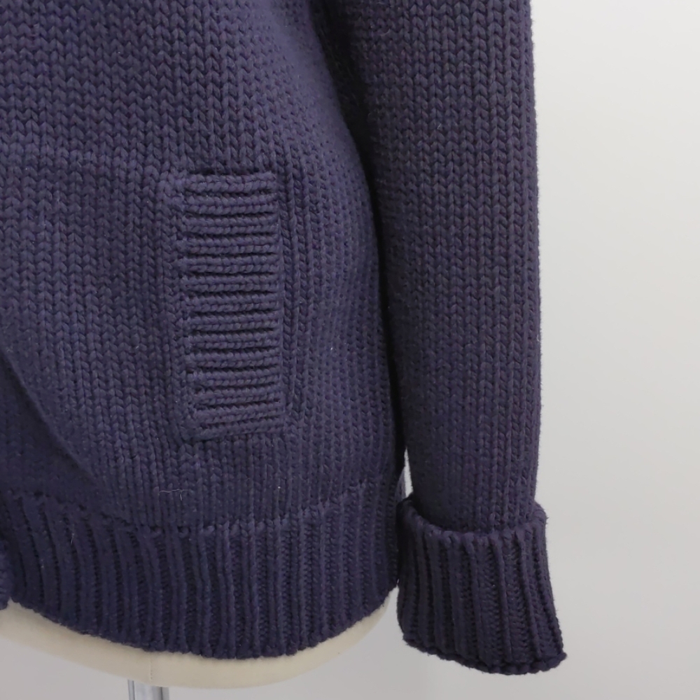 Lands' End navy blue cotton cardigan-sz M - Picture 3 of 6